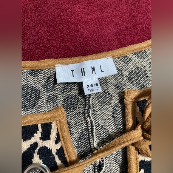 NWOT Anthropologie THML Leopard Print Knit Poncho Sweater Cape Boho Indie Size S - Picture 4 of 9
